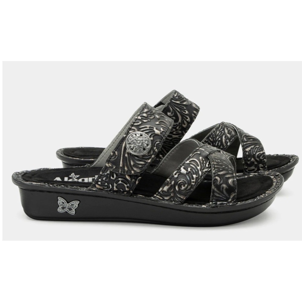 Alegria Women Size 41 US 10.5-11 Victoriah Gold Embossed Slide Sandals Show Boat